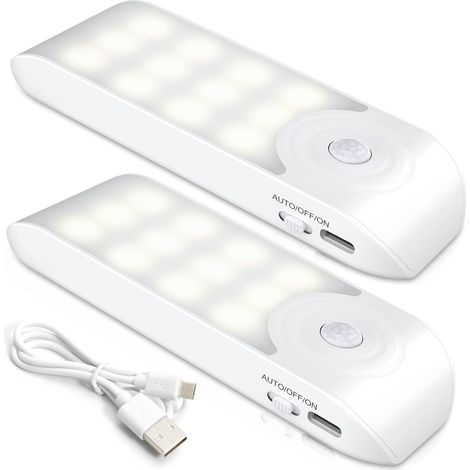 Veilleuse LED Rechargeable,[2 Pièces] Automatique Lampe Led Détecteur De Mouvement, Lumière Murale Magnetique Portable, pour Placard Chambre Couloir Armoire Escalier [3 Modes] (1/5)