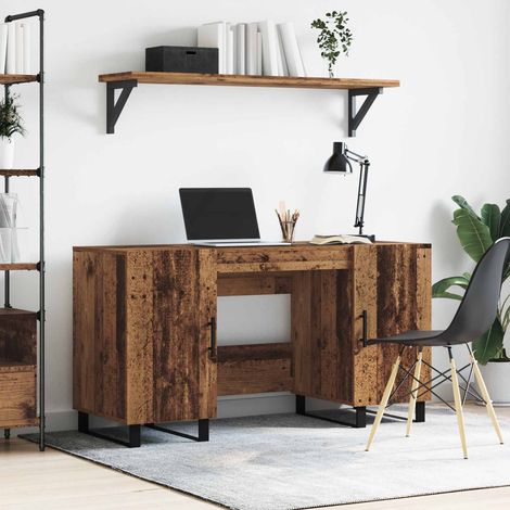 vidaXL  Desk  with Shelf Old wood 140 x 50 x 75 cm Engineered wood