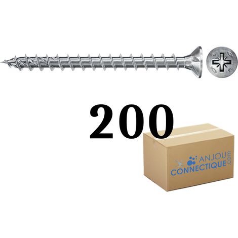 200 Vis Power-Fast FPF-II-CZF Ø4 x 45 mm, tête fraisée PZ, filetage total - Fischer