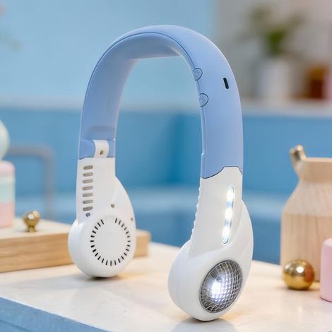 Nouveau ventilateur de cou pliable mains libres avec lumière LED – Ventilateur de sport turbo sans pales (rechargeable par USB) (1/3)