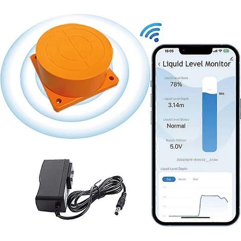 Capteur de niveau de liquide ME201W - Moniteur de niveau d'eau pour l'application Tuya Smartlife - Indicateur de niveau ultrasonique WiFi (États-Unis)