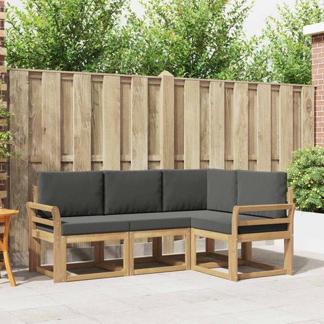 vidaXL Outdoor-Sofagarnitur mit Kissen 4 pcs Weiß und Anthrazit (1/5)
