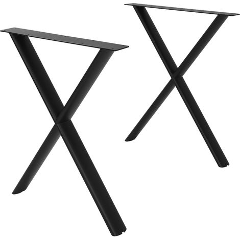 ML-Design Tischbeine Metall Schwarz 2er Set, Tischgestell Outdoor wetterfest, Tischfüße X-Form, Tischkufen aus Stahl, Schreibtischbeine Untergestell Möbelfüße für Esstisch Schreibtisch, 60x72 cm, Oval (1/5)