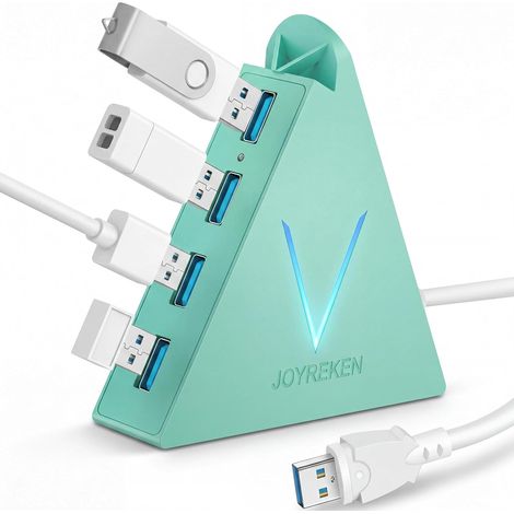 Hub USB 3.0 à 4 ports avec câble étendu de 0,6 m pour Mac, PC, Xbox One, PS4, PS5, iMac, Surface Pro, XPS, ordinateur portable, ordinateur de bureau, clé USB, disque dur mobile (1/5)