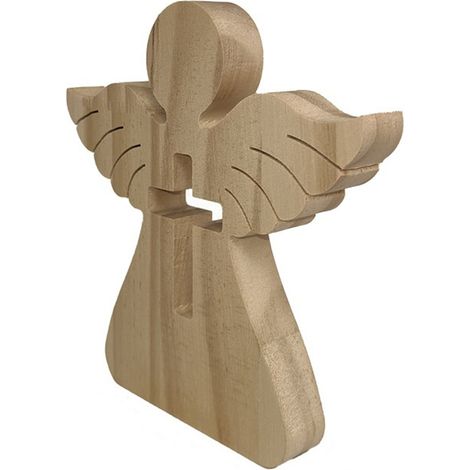 [Ornement Baptême] Figurine Bois Sculpté Style C Cadeau d'Argent avec Angel Gardien (1/5)