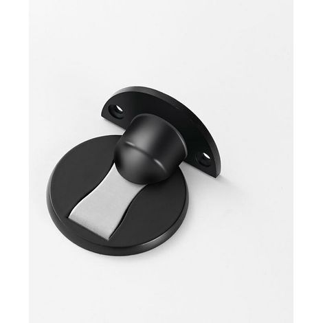Tope de puerta magnético, pestillo de soporte, tope de puerta de metal, acero inoxidable 304 resistente (1 pieza, negro) (1/4)