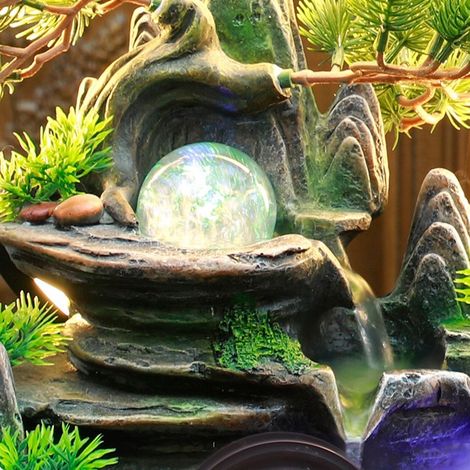 Fontaine de bureau résine LED décoration intérieure fontaine montagne pour salon bureau prise US 110V (1/5)