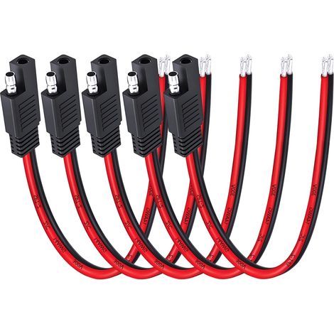 Cavo da SAE a filo nudo 14AWG, connettore rapido di estensione SAE, cavo di estensione di alimentazione per pannello solare automobilistico, per auto, camper, moto, 5 pezzi, 0,3 m