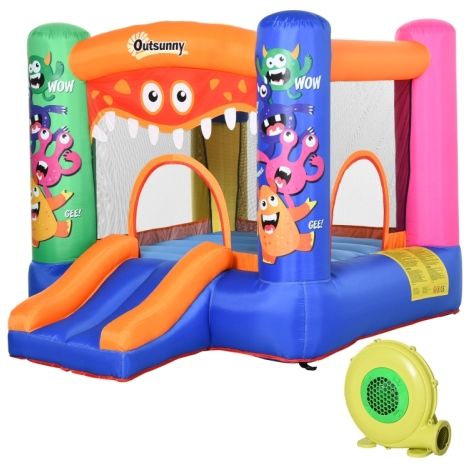 Experience fun with our Monster Design Bouncy Castle Inflatable Trampoline Slide, measuring 180 x 250 x 175 cm (1/5)