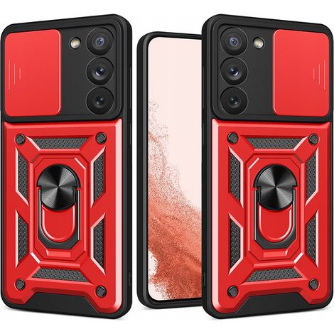Custodia Hybrid Armor Camshield per Samsung Galaxy S23+, cover rinforzata con protezione per la fotocamera, colore rosso (1/5)