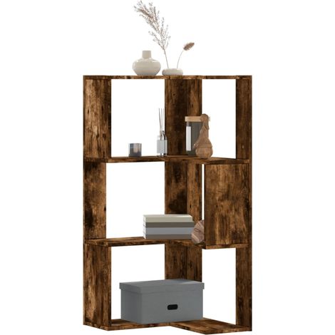 Maison Exclusive - Eck-Bücherregal 3 Böden Räuchereiche 50x50x102