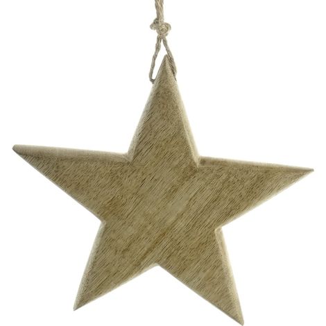 Scheulen – Suspension de Noël Étoile en bois de lucidato – Naturel, Ø 18 cm