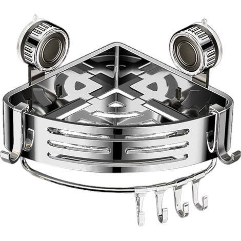Organizador de ducha de esquina genérico que ahorra espacio, soporte para champú, estante de almacenamiento de ducha de esquina con ventosa para cosméticos y jabón. (1/5)