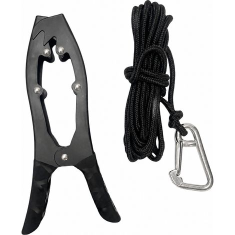 Pince d'ancrage kayak inox 220 mm noir avec mousqueton (1/5)