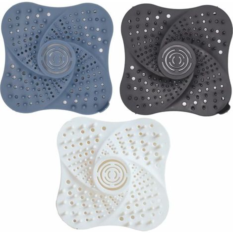 Cubiertas de drenaje de ducha, 3 piezas de silicona para atrapar el pelo de la ducha, tubo de filtro, tapón de drenaje con ventosa para cocina y baño, fácil de limpiar. (1/4)