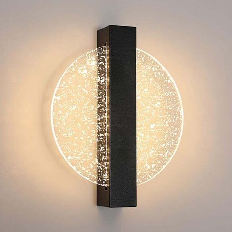 Dimmable LED Wall Light 12W, Modern Aluminum Indoor Wall Lamp, LED Wall Bedside Lamp, Black Round Acrylic Wall Light for Living Room and Bedroom MUMU (1/4)