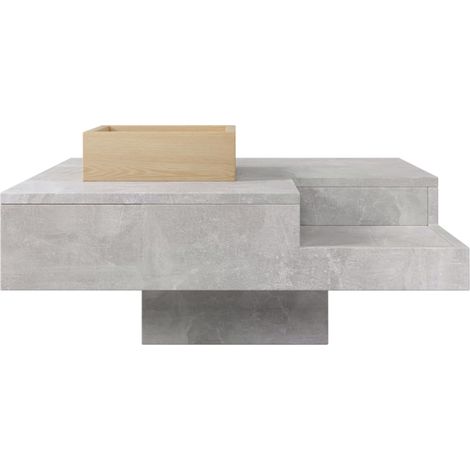 Tavolino quadrato grigio effetto cemento con contenitore estraibile 72x72x30 cm (1/5)