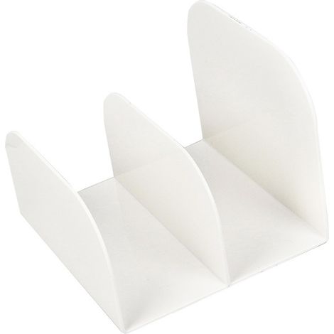 Set mit 2 weißen Kunststoff-Schreibtischbuchstützen, Aktenablage, Regalorganizer (1/5)