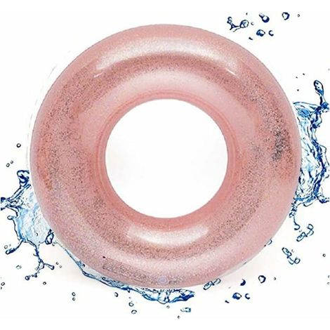 Bouée gonflable pour la natation, bouée de piscine pour adultes, résistante, ronde, bouée de plage, bouée à confettis et paillettes. (1/5)