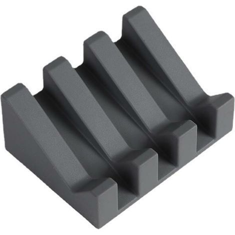 Porte-savon en silicone noir moderne avec évacuation d'eau - 9.5 × 7 cm (1/5)