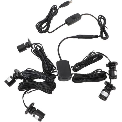 5 mini projecteurs LED USB 5V 6.6ft lumière chaude éclairage vitrine bijoux avec variateur pour tableaux plantes images noir (1/5)