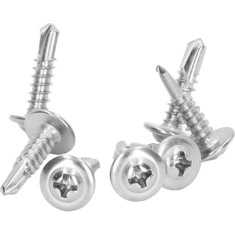 Selbstschneidende Schrauben aus Edelstahl 410 mit Schnellverschluss, runden Unterlegscheibenkopf, 4,8 x 19 mm, 100 Stück, für die Maschinenbauindustrie (1/5)