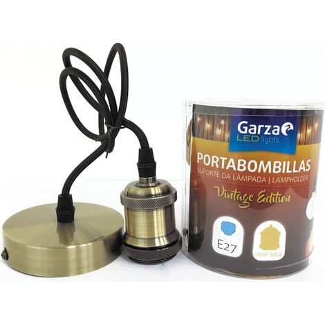 Cable pendant portabombillas Vintage Light Gold, cable textil, casquillo E27 cable textil 1metro