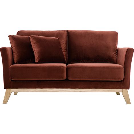 Divano scandinavo 2 posti sfoderabile velluto bordeaux OSLO