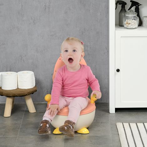 Pot pour Enfants avec Dossier, Cuvette Amovible et Accoudoirs, Âge 6 Mois-3 Ans, Rose (1/5)