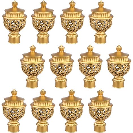 Lot de 12 Embouts Décoratifs pour Tringle à Rideaux en Plastique Doré, Accessoires Compatibles pour Tringles à Rideaux de Fenêtre, Embouts de Finition Polyvalents pour Maison (1/5)