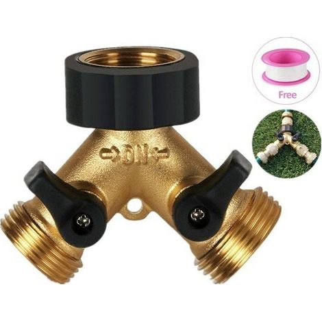 Robinet Double Machine a Laver 2-Voies Y-Distributeur 3/4 Pouces pour Connexion de 2 Appareils (1/4)