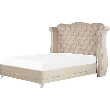Bed Velvet AYETTE 180 x 200 cm (EU Super King) Beige (1/5)