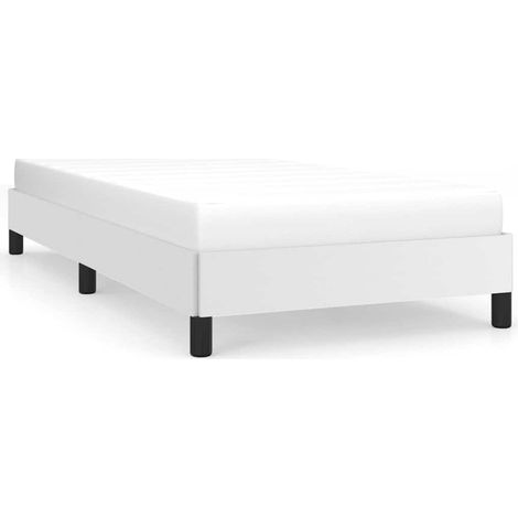 Bed Frame without Mattress White 100x190 cm Twin Faux Leather vidaXL (1/5)