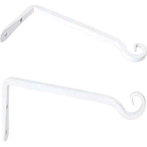Set mit 2 weißen Wandhaken aus Schmiedeeisen für den Garten, inklusive Schrauben für Pflanzen, Vogelfutterhäuschen und Laternen