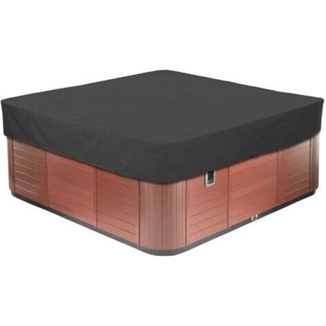Housse de piscine carrée en tissu Oxford 210D, imperméable, anti-poussière, résistante aux UV, plusieurs tailles au choix, noire, 231 x 231 x 30 cm (1/5)