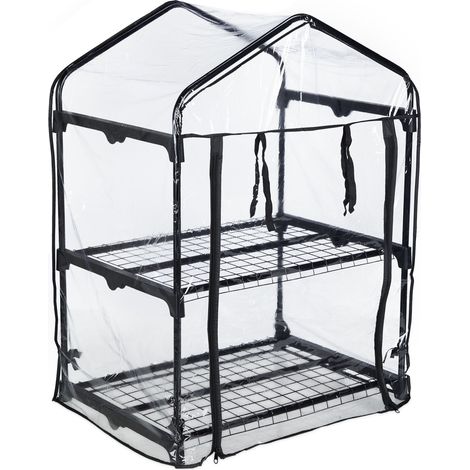 Serra da balcone compatta 2 ripiani 60 x 40 x 160 cm condizioni ideali per coltivazione protetta in plastica trasparente 130011987