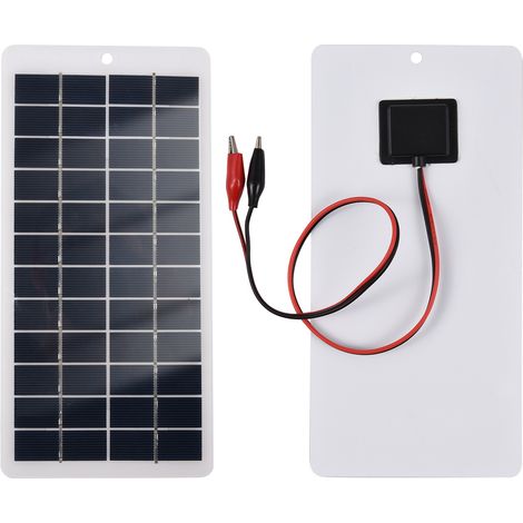 Panneau solaire portable 5W 12V, chargeur solaire en silicone polycristallin, mini module solaire haute efficacité avec pinces (1/5)