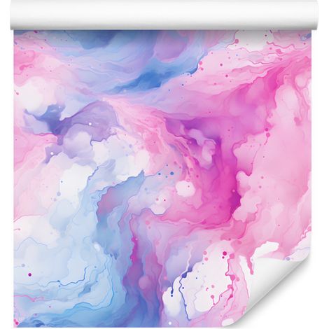 Papier peint rose, violet, encre, rose poudré, formes douces, 50 x 1000 cm (1/5)