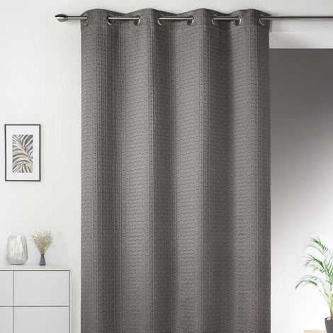 Rideau épais en Jacquard Uni à Reliefs Taupe 135x260 cm