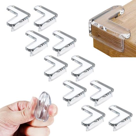 10 coques de protection d'angle en silicone transparent, protège-coins de table pour meubles bébé, version 2024 améliorée, forme en L, protections d'arête invisibles pour coins de meubles, lot de 10 (1/5)