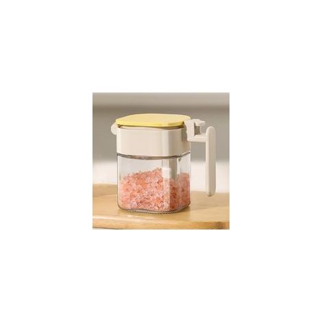 Contenitore per spezie – barattolo in vetro per spezie con cucchiaio e coperchio ermetico, scomparto singolo, per piano cucina, per conservare sale o zucchero, con guarnizione di tenuta - Crezuo