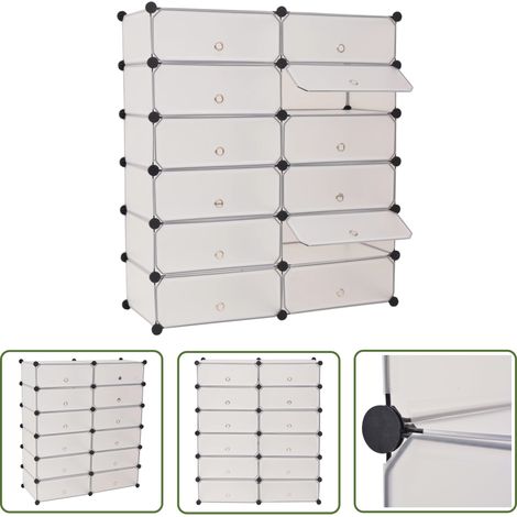 The Living Store Schuh-Organizer Zusammenklappbar mit 12 Fächern Weiß - Schuhausstattung - Schuhschrank - Schuhregal - Garderobe - Organisationssystem (1/5)