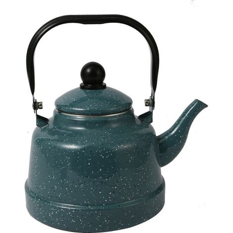 NOLUXA Théière en céramique émaillée de Cuisine 1700 ML Compatible Faire bouillir l'eau Camping thé Bouilloire émail Bouilloire, Vert (1/4)