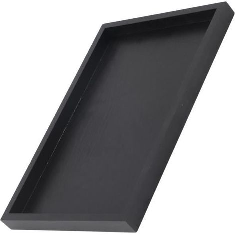 1 plateau de service, rectangulaire en bois massif, bord surélevé, noir, 22 x 12 x 2 cm, pour thé café snacks et usage domestique ou professionnel