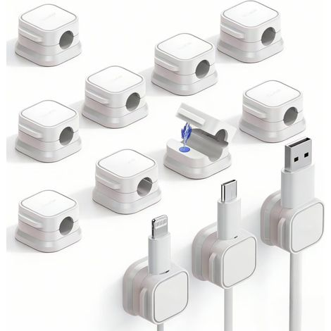 12er-Pack magnetische Kabelclips, Picozon Klebe-Kabelmanagement, Kabelhalter für Handy- und USB-Ladekabel, ideal für Auto, Büro, Schreibtisch, Wand und Nachttisch (1/5)