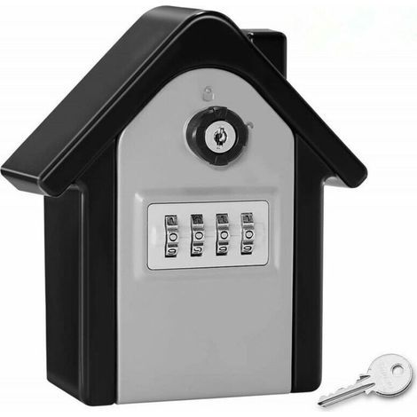 Caja metálica antirrobo para llaves, de montaje en pared, con llave de emergencia (gris) (1/5)