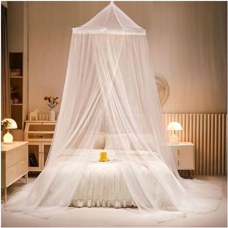 1 moustiquaire, dôme suspendu, hauteur 2,5 m, circonférence 12 m, polyester léger, pour lit simple/double/king/berceau (1/4)