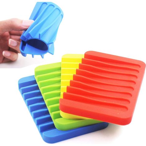 4 jaboneras de silicona, escurridor de jabonera, soporte para jabón, jabonera para baño, cocina, ducha y lavabo.