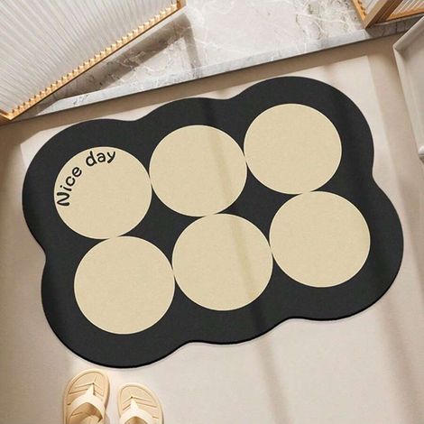 Tapis de sol de salle de bain, antidérapant, à séchage rapide, idéal pour le meuble-lavabo ou l'entrée, décoratif, rond et imprimé – 40 x 60 cm (1/4)