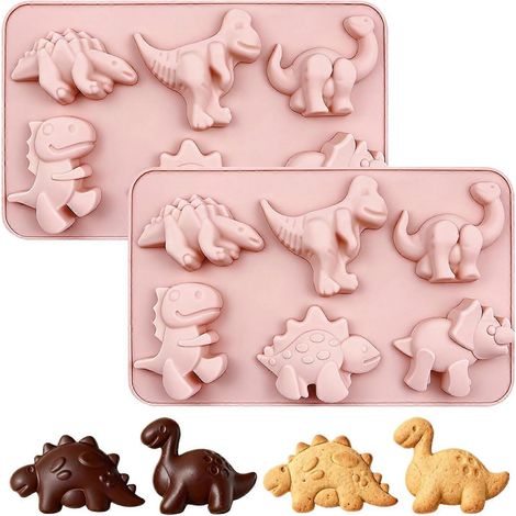 Moules à chocolat dinosaures, ensemble de 2 moules en silicone dinosaures, pâtisserie à faire soi-même. (1/5)